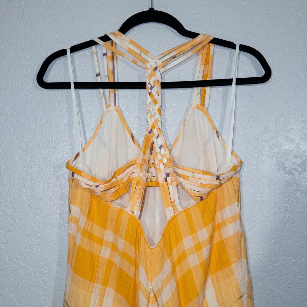 Holding Horses Anthropologie Yellow Plaid Clementine Maxi Dress Medium - Picture 6 of 9